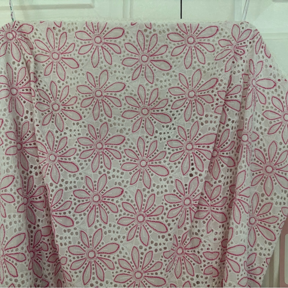 Lilly Pulitzer Pink Floral Strapless Dress with White Waist Tie - Picture 3 of 3